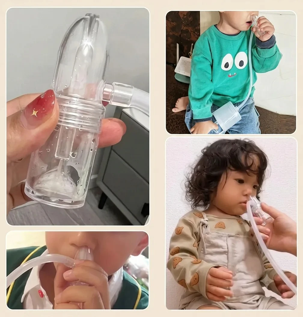 Manual Baby Nasal Aspirator with Soft Silicone Tip & Clear Collection Chamber