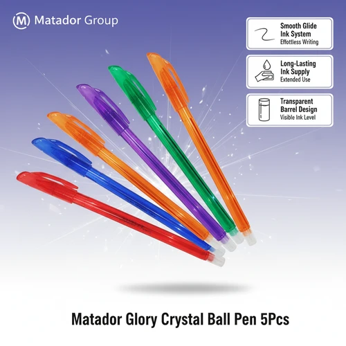 Ball Pen Matador Glory Crystal  5 Pcs  Black Ink
