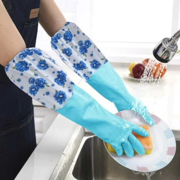 Kitchen Gloves Long Dishwashing Gloves 2 Pcs Reusable Cleaning Gloves