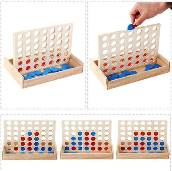 Four in a Row Wooden Game