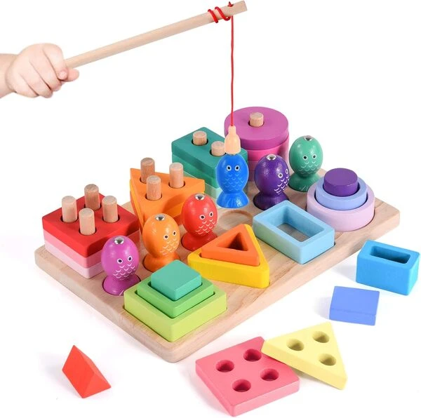 Wooden Magnetic Fishing Game Sorting & Stacking Toys