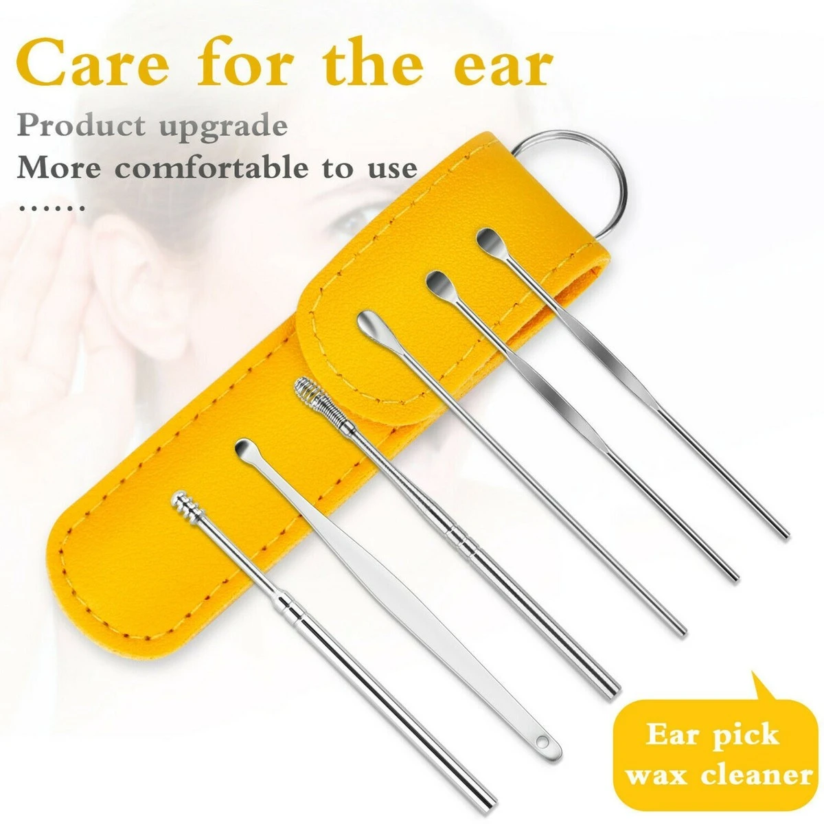 Earpick Set 6 Piece Stainless Steel Ear Cleaning Tool Kit with Portable Storage Pouch