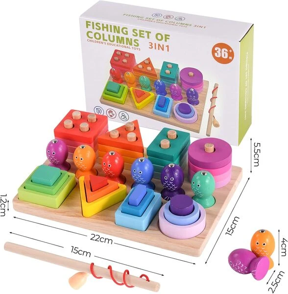 Wooden Magnetic Fishing Game Sorting & Stacking Toys