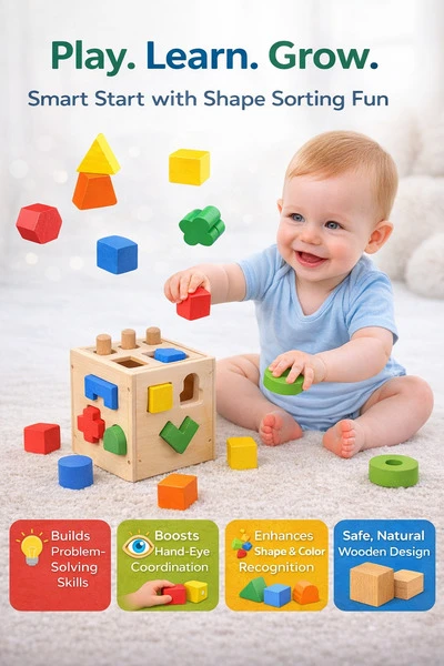 Wooden 15 Hole Shape  Intelligence Box
