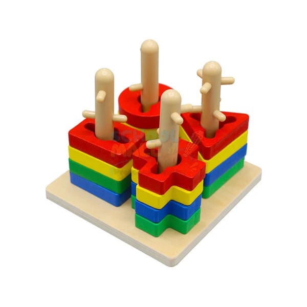 Wooden Geometric Shape Four Column Blocks