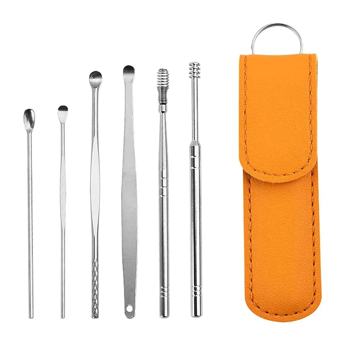 Earpick Set 6 Piece Stainless Steel Ear Cleaning Tool Kit with Portable Storage Pouch