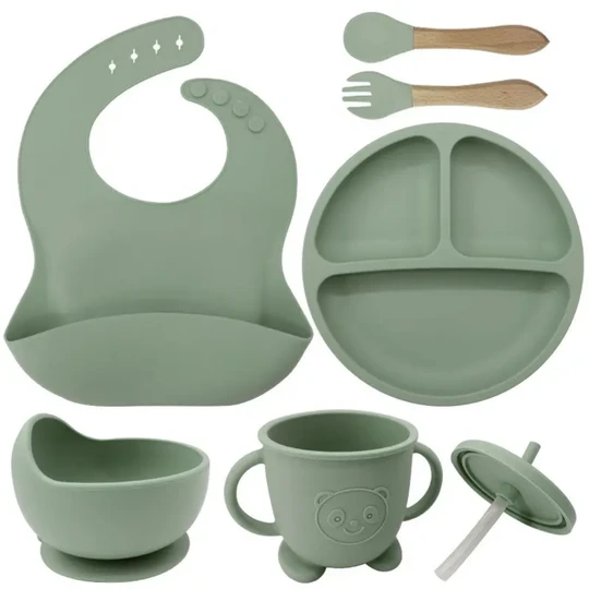8 Pcs Silicone Baby Feeding Set