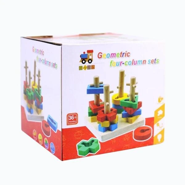 Wooden Geometric Shape Four Column Blocks