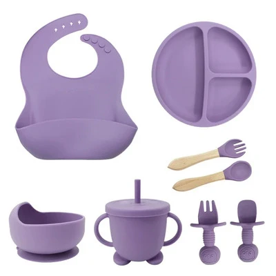 8 Pcs Silicone Baby Feeding Set